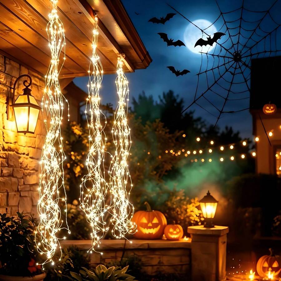 Dreamy Solar Cascading Branch Fairy Lights, Soft Warm LED Drip Lighting, Outdoor Waterproof, Great For Garden Potted Plants, Tree, Yard & Party Ornament