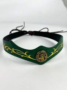 1pc Medieval Leather Vine Headband, Gold Pattern Elf Crown Headpiece, Fantasy Role Play Headwear, Renaissance Style LARP Cosplay Accessory, Women's Halloween Party Costume Prop, 3 Colors Available - TD - View 9