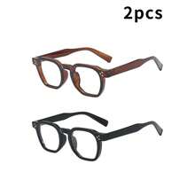 2pcs Men's Vintage Round Frame Premium Quality Personalized Minimalist Fashion Plain Lens Decorative Glasses - 2pcs - View 6