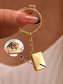 Custom Photo Envelope Keychain Personalized Stainless Steel Hidden Photo Envelope Key Ring Bag Charm Suitable For Couples, Pets, Birthday, Anniversary Or Valentine's Day Commemorative Gift - Multicolor - View 10