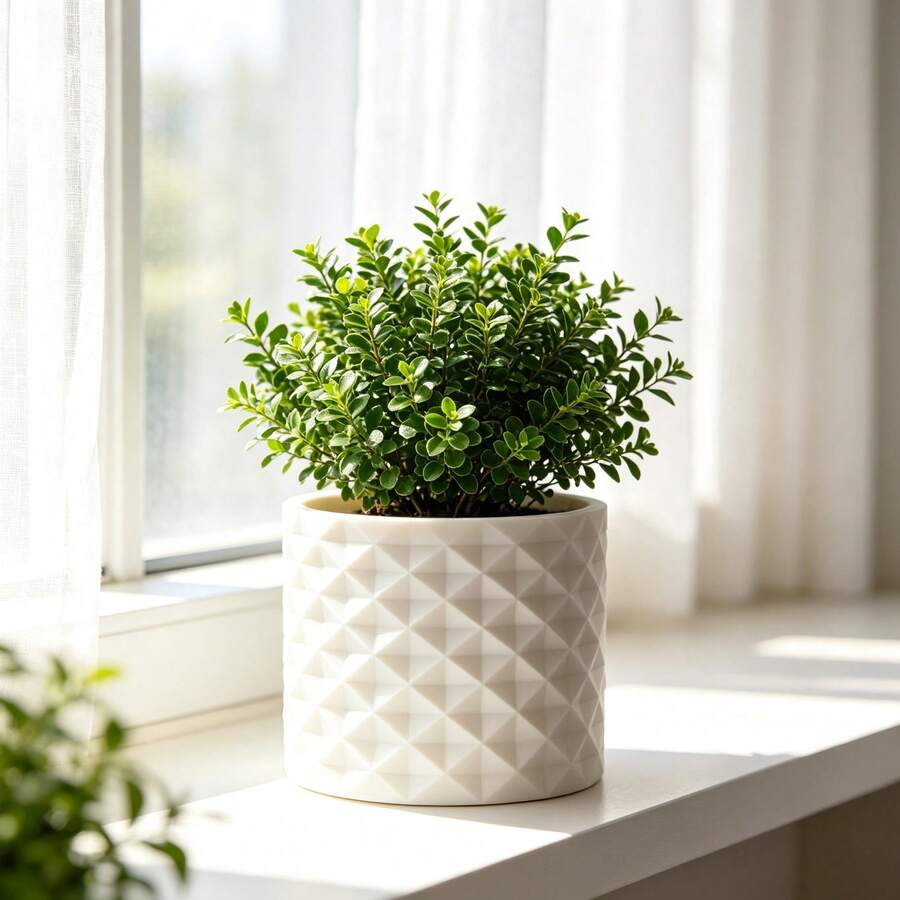 1pc 3D Printed White Multi-Faceted Cylindrical Planter, Minimalist Geometric Texture Indoor Greenery Succulent Bonsai Pot, Desktop Windowsill Home Decor Plant Container - White Flower Pot - View 1