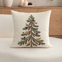 1 buah Sarung Bantal Bordir Pohon Natal Warna Krem, Cocok untuk Dekorasi Dalam Ruangan, Dekorasi Natal, Sarung Bantal Sepanjang Musim, Tanpa Isian - Krem - View 10