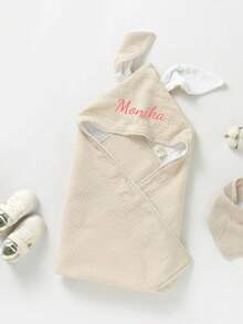 Handuk Mandi Bayi dengan Nama Kustom, Jubah Bayi Berkerudung Katun Murni Dua Lapis dari Kain Kasa, Kain Bedong Telinga Kelinci, Jubah Mandi Berkerudung untuk Bayi Laki-laki & Perempuan - MultiWarna - View 3