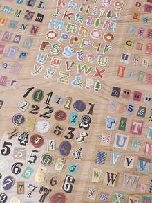 6pcs Vintage Letter & Number Stickers, Suitable For Scrapbooking, Diary Decoration, DIY Photo Album Crafts , Back To School Gifts - Multicolor - View 2