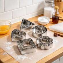 15pcs Mini Stainless Steel Cookie Cutters, Kitchen Baking Tools, Includes Round, Flower, Triangle, Heart, Square Shapes, For Making Mini Cookies, Vegetables, Fruits, Suitable For Christmas Pastry Decoration, Christmas Gift - View 8