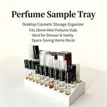 Multi-Grid Slope Design Perfume Sample Holder, Desktop Mini Fragrance Vial Display Storage Rack, Portable Travel Size Perfume Spray Bottle Organizer For Dresser Countertop - Multicolor - View 2