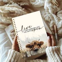 Inspirational Highland Cow Spiral Notebook, Live Like Someone Left The Gate Open, Gift For Cow Lovers, Unisex Inspirational Gift, Western Style Notebook - A - View 5