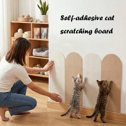 4 piezas de almohadillas autoadhesivas para arañar gatos, estilo de combinación multicolor, textura acanalada silenciosa, material engrosado resistente al desprendimiento. Instalación sin taladro, se ajusta a la pared sin dejar marcas, se puede usar como protector de pared, sofá, adecuado para marcos de puertas, mesitas de noche, áreas de armarios. Ayuda a los gatos a afilar sus garras, satisface el instinto diario de arañar, previene eficazmente los daños en paredes y muebles, excelente artículo de mobiliario para mascotas, adecuado para la crianza de gatos en el hogar todo el año.