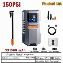 Car Jump Starter With Air Pump, Portable Car Battery Starter, 150PSI Auto Shut-Off Tire Inflator, 12V Ultra- Lithium Car Battery Jump Starter - Silver Black - View 14