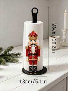 2D FLAT Christmas Wooden Decorative Kitchen Paper Towel Holder -Desktop Tabletop Roll Holder Fun Nutcracker Design, Suitable For Kitchen, Bathroom, Living Room And Dining Room, Creates Warm Christmas Atmosphere Decorative Ornament - A - View 4
