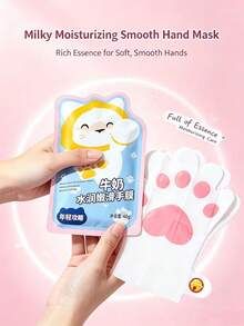 OBOVAY Mặt nạ dưỡng tay tẩy tế bào chết & làm sáng, mặt nạ dưỡng tay sữa dưỡng ẩm & làm mềm mịn, 10 cặp/5 cặp họa tiết chân mèo dễ thương - hồng - Xem 1
