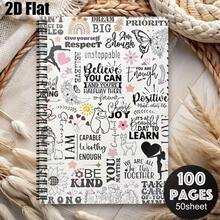 1pc [2D] Flat Spiral Notebook, A5 Spiral Coil Notebook, Dream Positive Energy Doodle-Style Journal, Study Record Book, Back-To-School Season Gift, Suitable For Classroom Portable Writing, Ideal For Back-To-School Season, Student Notebooks - One Book (50 Pages, 100 Pages) - View 8