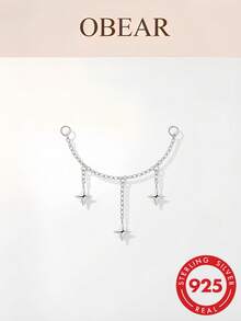 S925 Sterling Silver Versatile Personalized DIY Ear Stud Piercing Tassel Zirconia Elegant Pendant Accessory - Silver - View 6
