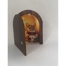 Creative New Wooden 3-Layer Sliding Door Fairy Door With Cartoon Mouse Blind Box Surprise Inside - A - View 6