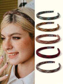 Popjeli 1pc Women Striped Casual Polyester Headband, Suitable For All Seasons,Hairband,Hair Hoop Headbands Hair Accessories Head Accessories - Multicolor - View 1