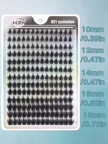 182 Pcs Gradient Length Lash Clusters, Thick Fluffy Segmented False Eyelashes, Clear Layered Effect, Cat Eye Style, DIY Individual Lash Extensions, Ideal For Daily, Holiday & Vacation Makeup, Fashion False Lashes For Women - D - View 6
