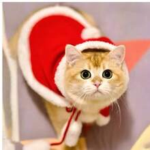 1PC Pet Supplies Christmas Cat Dog Cape New Year Pet Costume Photo Props - Red - View 2