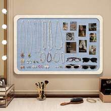 1pc Wall Decor Board, No Drilling Required, Multi-Purpose Wall Organizer, Home & Office Memo Board, Photo Display, Back To School - Rounded Corners - View 12