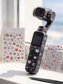 1 Set, Stickers For Laptop, Metal Phone Stickers, Journaling Supplies, Y2K Style, Animal Print Heart And Star, Metal Line Decals, Decorative Stickers For Water Cup, Camera, Mobile Phone Case, Headphones - Leopard Print Heart - View 4