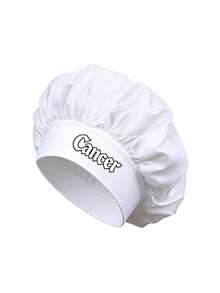 Women 12 Zodiac Signs Satin Hair Bonnet, Horoscope Letter Print Sleep Cap, Wide Elastic Band Silky Night Cap, Soft Satin Headwear For Hair Protection - White - View 19