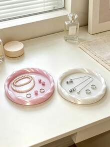 3D Printed Round Beveled Edge Jewelry Tray, Decorative Storage Tray, Tabletop Centerpiece, Bathroom Decor, Home Decor, Room Decor, Suitable For Restaurant, Home, Room, Living Room, Bathroom - Multicolor - View 10