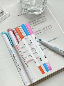 1pc Double-Headed Fluorescent Marker Pen, 17*14cm, Soft Color Fluorescent Pen, Highlighter Suitable For Coloring, Marking, Highlighting, Thick & Thin Tips, Student Supplies - Random - View 11