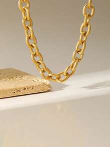 RAYQUEEN 1pc Exaggerated Stainless Steel Hip-Hop Personalized Fashion High-End Thick Chain Necklace For Women, Suitable For Gift And Wear - necklace - View 3