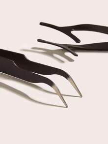 2 Packs False Eyelash Extension Tweezers For Grafting - Black - View 4