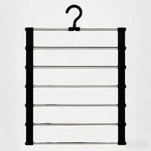 1PC/2PCS Foldable Multi-Layer Pants Hanger, Space-Saving Folding Trapezoid Clothes Rack, Closet Storage Organizer, Anti-Slip Multi-Bar Garment Organizer, Anti-Wrinkle Closet Hanging Rack, Suitable For Jeans, Leggings, Trousers And Loungewear - Multicolor - View 11