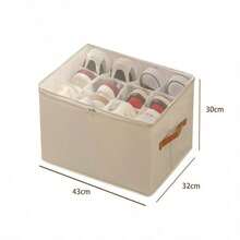 2 Pieces Fabric Shoe Storage Box With Transparent Lids And Adjustable Dividers, Foldable Space-Saving Shoe Organizer For Wardrobe Closet, Holds 24 Pairs - View 10