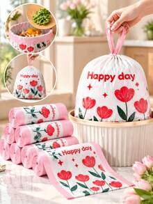 Scented Drawstring Trash Bags - Thickened Tear-Resistant - Pink Bow Pattern, High-Density Polyethylene Drawstring Trash Bags - Multi-Purpose Disposable Storage Bags, Suitable For Kitchen, Bathroom, Living Room, RV, Bedroom, Office, Also Can Be Used As Halloween And Christmas Gifts, Applicable Scenes Include Home Decor (Including Autumn, Christmas And Daily Styles), Office Decor - A - View 7