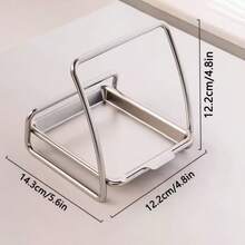 304 Stainless Steel Spoon Holder, Pot Cover Holder, With Drip Tray, Small Portable Design, Suitable For Use On Stove Tops And Kitchen Countertops, Featuring Durable And Space-Saving Design, Applicable To Kitchen Stove Top Scenarios. - Multicolor - View 7