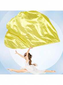 1pc Outdoor Worship Dance Flag With Extendable Rod, Church Praise Prophetic Flag, Solid Sunset Flag For Belly Dance Costume, Dance Prop With Sequin Sari Skirt For Halloween, Rave, Carnival, Stage, Festivals, Parties - Multicolor - View 9
