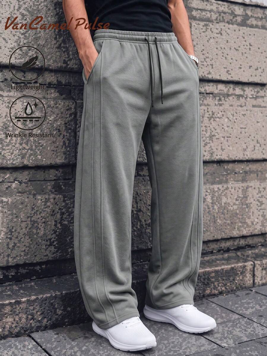 Vancamel Pulse Men's Pants Outdoor Casual Style Loose Comfortable Men's Long Pants Versatile Striped Drape Men's Long Pants - Dark Grey - View 1