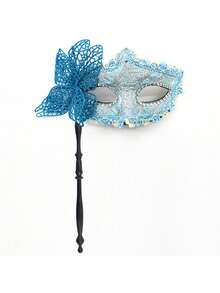1pc Women's Masquerade Mask With Handle, Half Face Mask, Suitable For Parties, Halloween, Celebrations, Performances, Various Festivals And Events, Colorful Floral Party Mask, Fashionable And Mysterious, Perfect Gift For Valentine's Day And Christmas - Multicolor - View 12