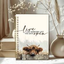 Inspirational Highland Cow Spiral Notebook, Live Like Someone Left The Gate Open, Gift For Cow Lovers, Unisex Inspirational Gift, Western Style Notebook - A - View 6