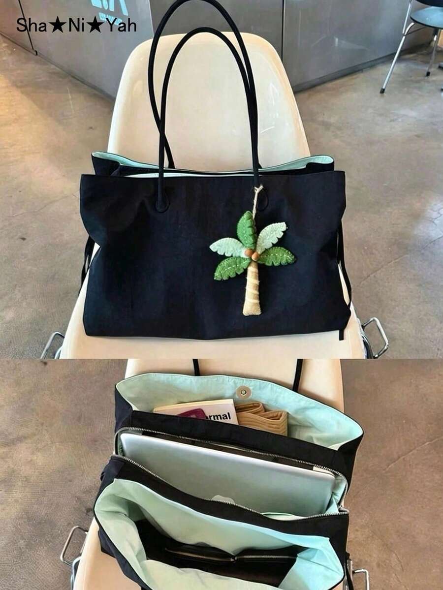 2026 New Minimalist Large Capacity Tote Bag, Multi-Compartment Nylon Waterproof Laptop Gym Bag, Unisex Handbag Shoulder Bag (No Accessories Included)