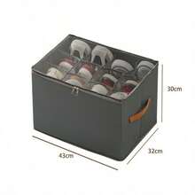 2 Pieces Fabric Shoe Storage Box With Transparent Lids And Adjustable Dividers, Foldable Space-Saving Shoe Organizer For Wardrobe Closet, Holds 24 Pairs - View 9