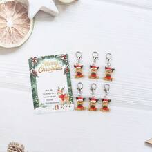 6pcs Elk-Traordinary Christmas Keychain - Cute Reindeer Charm With Card, Funny Holiday Gift For Friends Coworkers, Xmas Stocking Stuffer - Multicolor - View 5