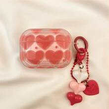 Full Print Gradient Pink Heart Compatible With Airpods Protective Case, With Heart Pendant, Compatible With Compatible With Apple Compatible With Airpods 1/2/3/4/5 Pro 1/2/3, Romantic Valentine's Day Gift, Recommended For Boyfriend/Girlfriend - Heart-shaped Protective Case + Heart-shaped Pendant - View 11