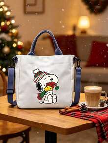1件 Snoopy Princess 托特包－大容量耐用帆布包，附粉色蝴蝶結後背包與愛心圖案手提包，適合節日活動、慶典場合與日常使用，可用作錢包與單肩包，結構穩固，感恩節慶典、聖誕節與萬聖節理想選擇，節日禮物、派對配件 - 彩色 - 查看 2