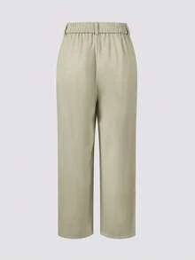 Jisfaneya 女款純色長褲（無腰帶），側口袋與拉鍊設計，優雅休閒，適合辦公與通勤 - 淺卡其色 - 查看 4