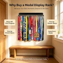 1Set/20pcs Wall-Mounted Medal Display Hooks, Metal Marathon, Football, Basketball, Volleyball, Equestrian, Swimming, Pickleball, Football Medal Storage Rack, Wall Hanging Sports Award Display Rack - Multicolor - View 6