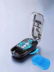 1pc (Random Color) Portable Precision Pill Cutter, Can Cut Small Pills Evenly Into Half, One-Third And One-Fourth, Travel Pill Box, 4 Colors Available: Pink, Green, Black, Cream White - Multicolor - View 8