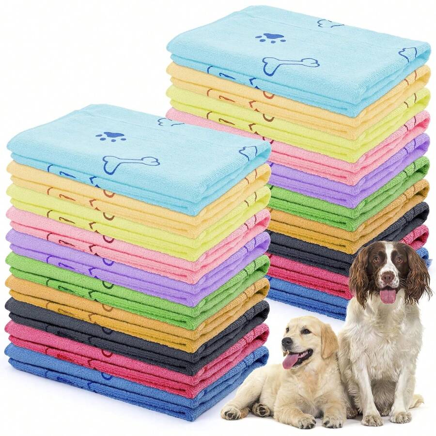 2pcs/1pc Handuk Anjing Besar untuk Pengeringan, Handuk Perawatan Hewan Peliharaan 20 x 40 Inci | Handuk Mandi Hewan Peliharaan Cepat Kering, Handuk Mikrofiber Lembut dan Menyerap Berwarna-warni, Untuk Anjing Kecil - MultiWarna - View 1