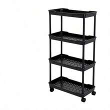 1PC/Small Cart Gap Storage Rack, Multi-Layer Storage, Partitioned Storage, Gap Storage, Movable, Flexible Push And Pull, Easy Assembly, Sturdy Load-Bearing, Waterproof And Moisture-Proof, Easy To Clean, Space-Saving, Open Access, Suitable For Kitchen, Bathroom, Living Room, Bedroom, Movable Floor Cart Multi-Layer Bathroom Narrow Storage Rack - Multicolor - View 11