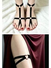 Sexy Women's Black Ankle Chain Fashion Ankle Strap Decoration Suitable For Party And Dance Synthetic Material Cute Punk Gothic Style Anklet Halloween - Black - View 1