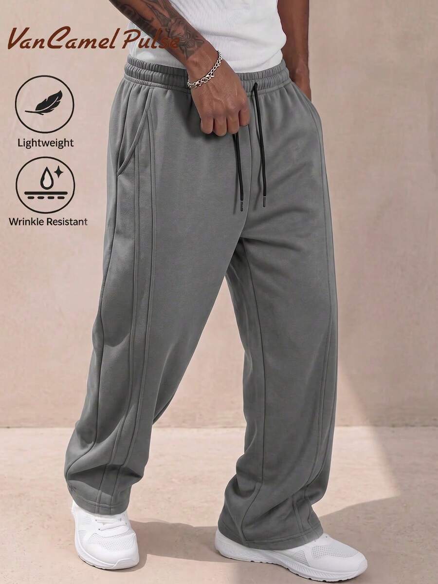 Vancamel Pulse Men's Pants Outdoor Casual Style Loose Comfortable Men's Long Pants Versatile Striped Drape Men's Long Pants - Dark Grey - View 1