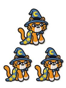 1pc/2pcs/3pcs/5pcs/6pcs/7pcs/9pcs/12pcs Wizard Cat Iron On Patch, Cute Kitten Embroidery Applique - Multicolor - View 12