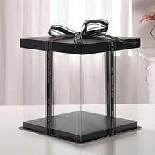 1 pieza Caja de regalo transparente - Caja de embalaje para oso de rosas artificiales - Caja de regalo transparente de PVC DIY - Decoración para bodas y cumpleaños (Incluye cinta) - Negro - Ver 6